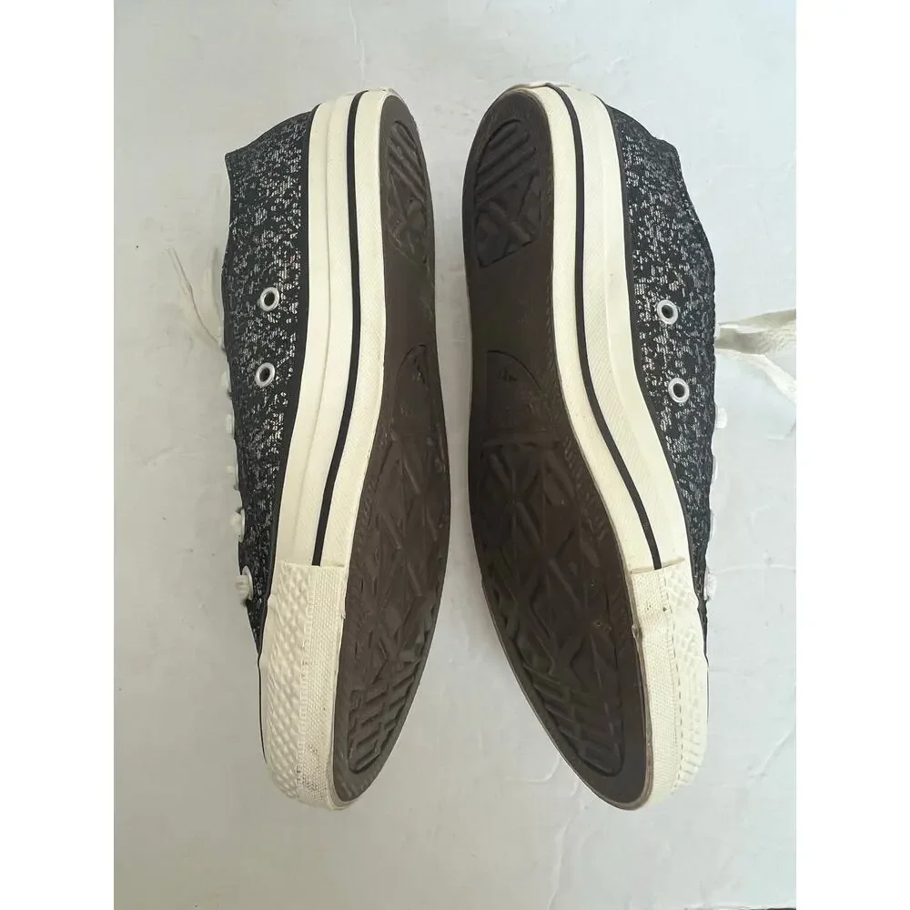 Converse Chuck Taylor All Star Black Glitter Low Top Lace Up Skater‎ Sneakers 7